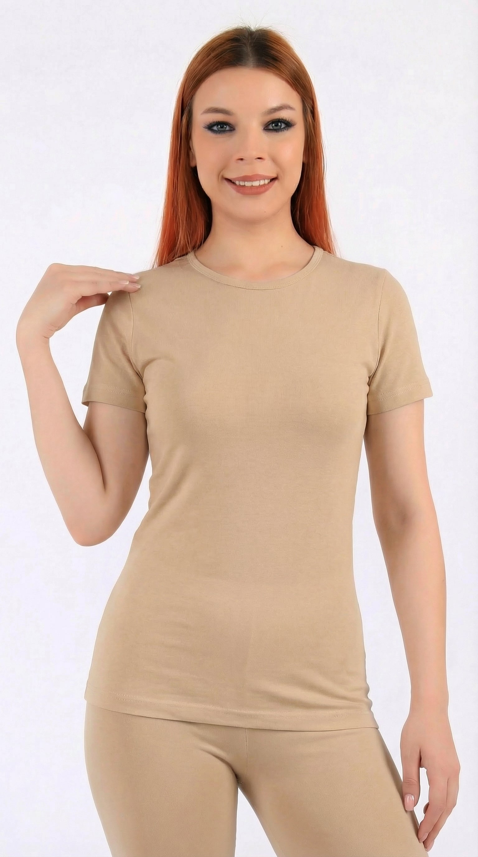 أندر شيرت حريمي نص كم قطن استرتش