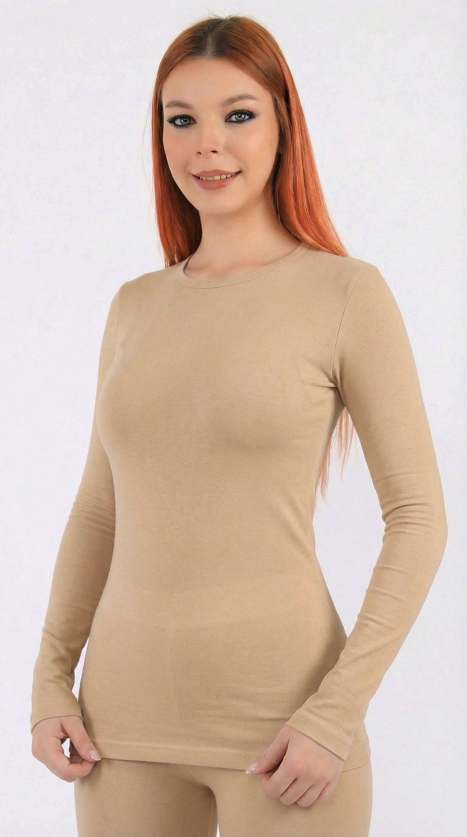 أندر شيرت حريمي كم طويل قطن استرتش