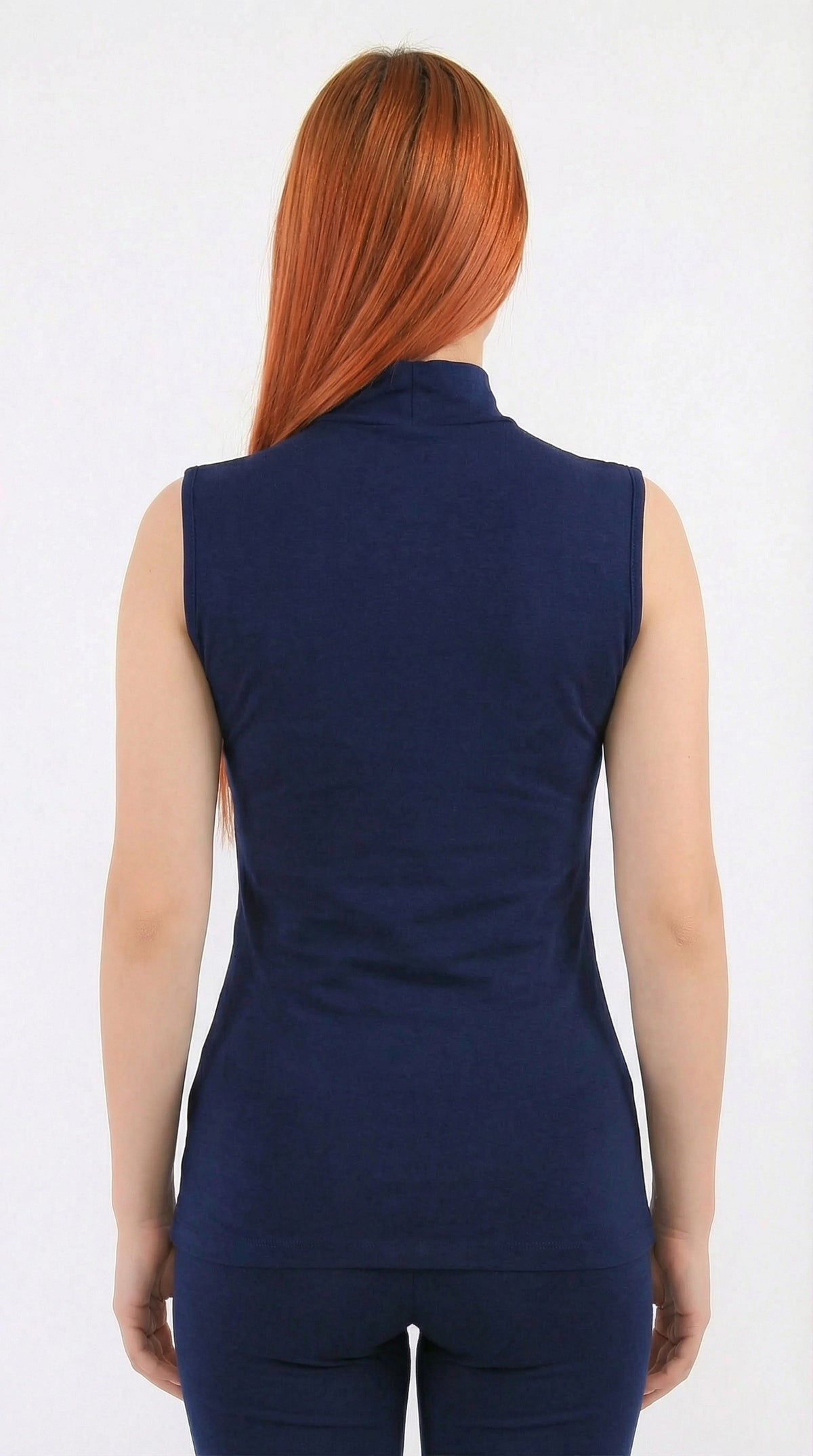 -1306-Women's high-neck cotton top
