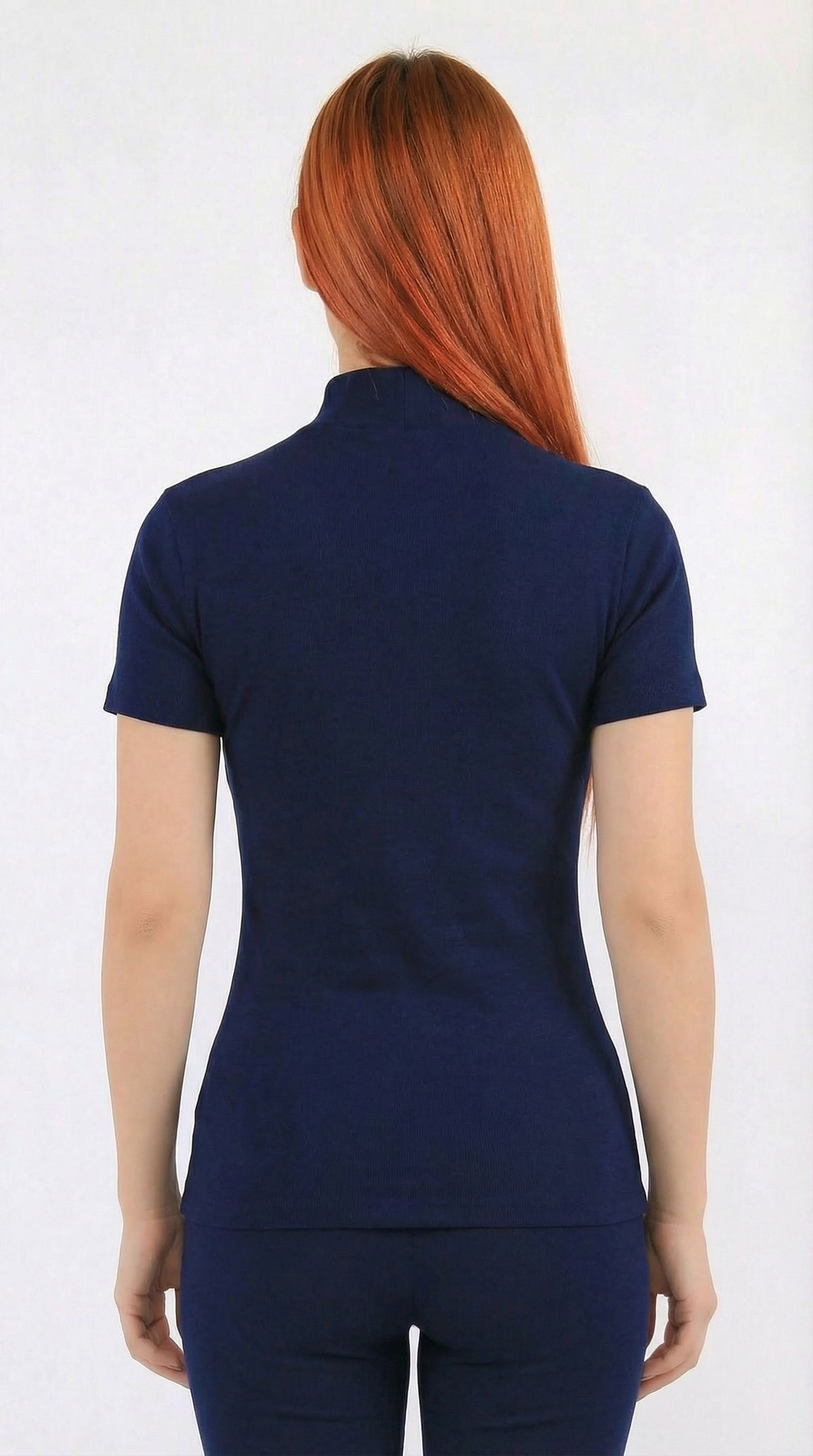 Women's half-sleeve cotton high-neck top
