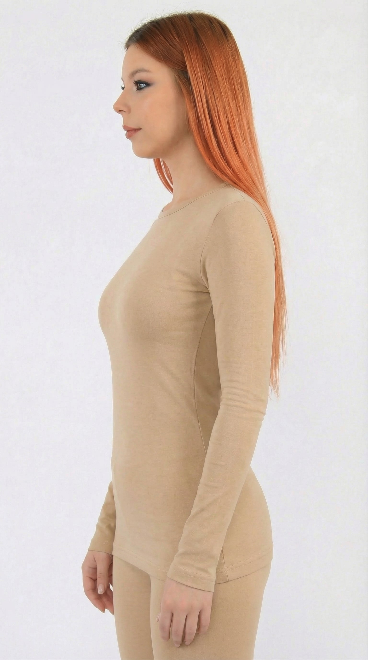 أندر شيرت حريمي كم طويل قطن استرتش