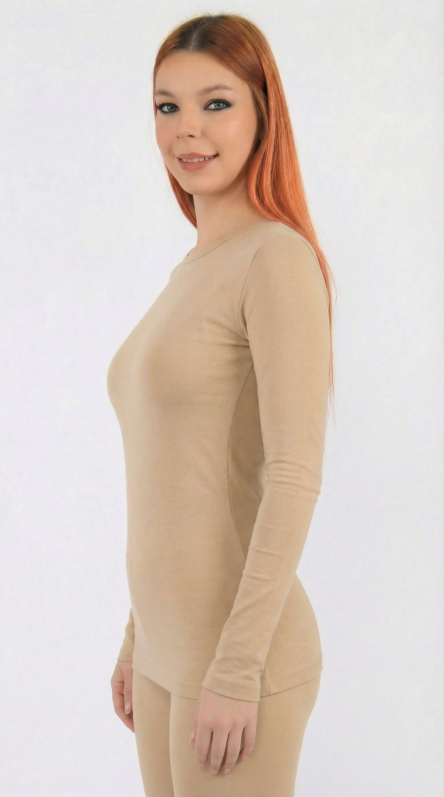 أندر شيرت حريمي كم طويل قطن استرتش