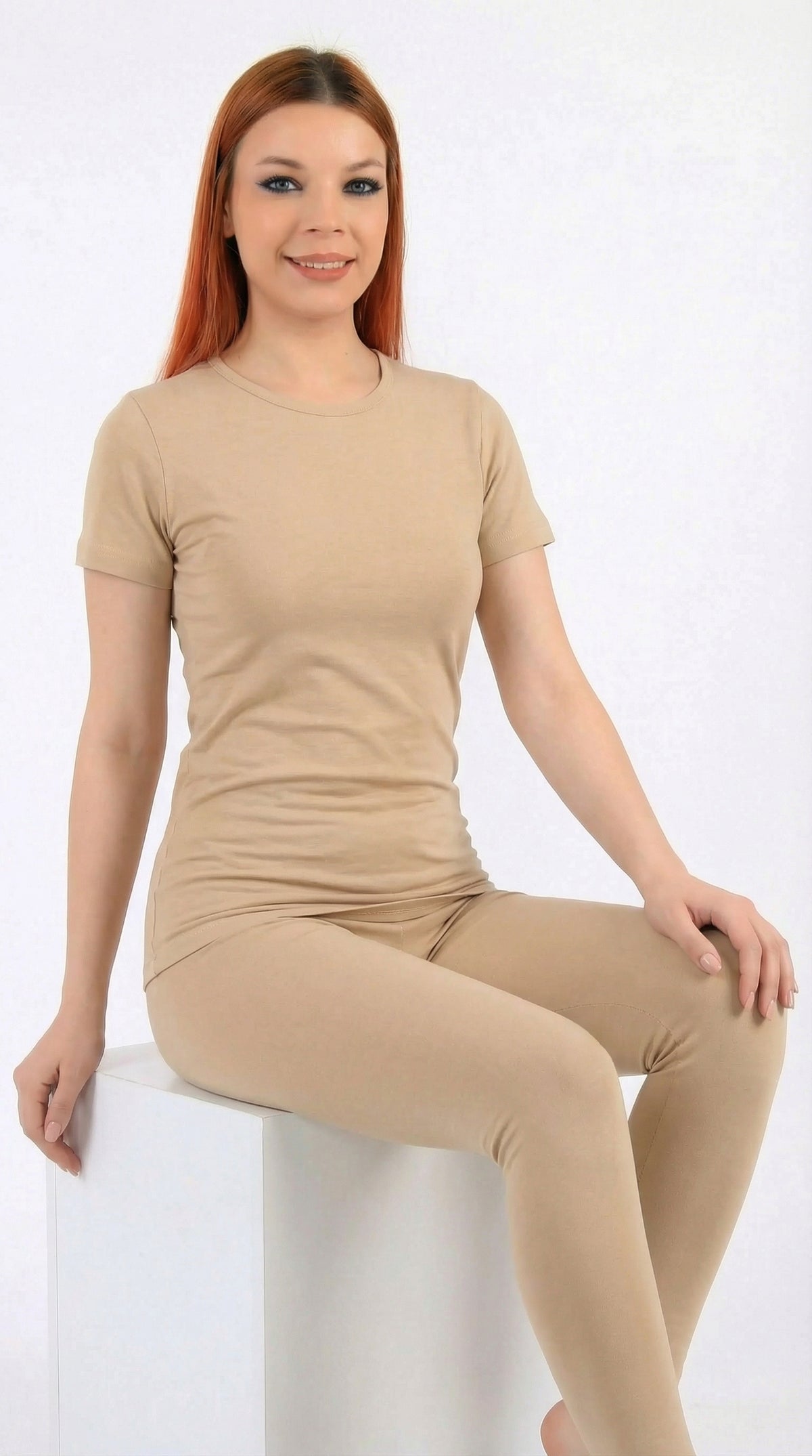 Women's half-sleeve stretch cotton undershirt
