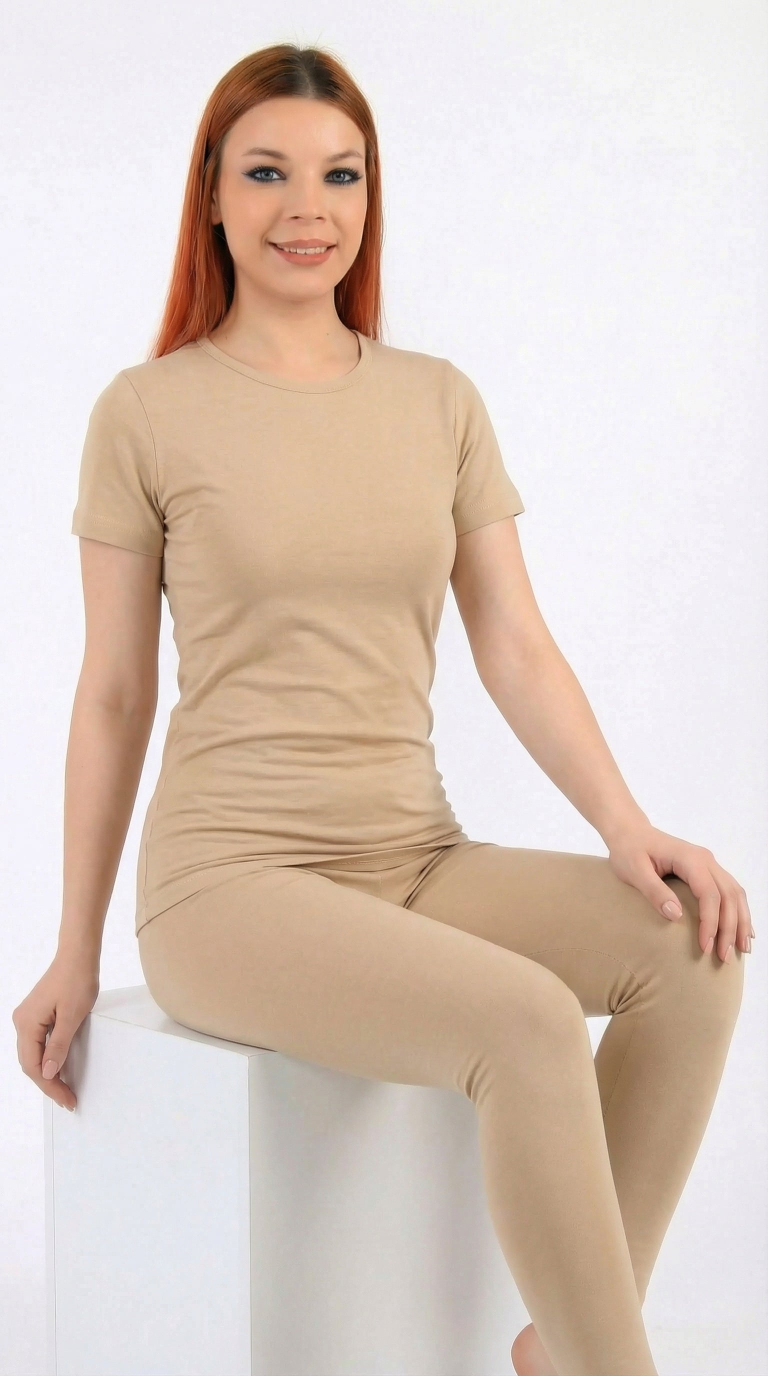 أندر شيرت حريمي نص كم قطن استرتش