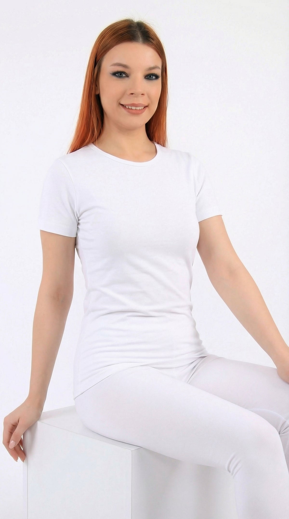 Women's half-sleeve stretch cotton undershirt