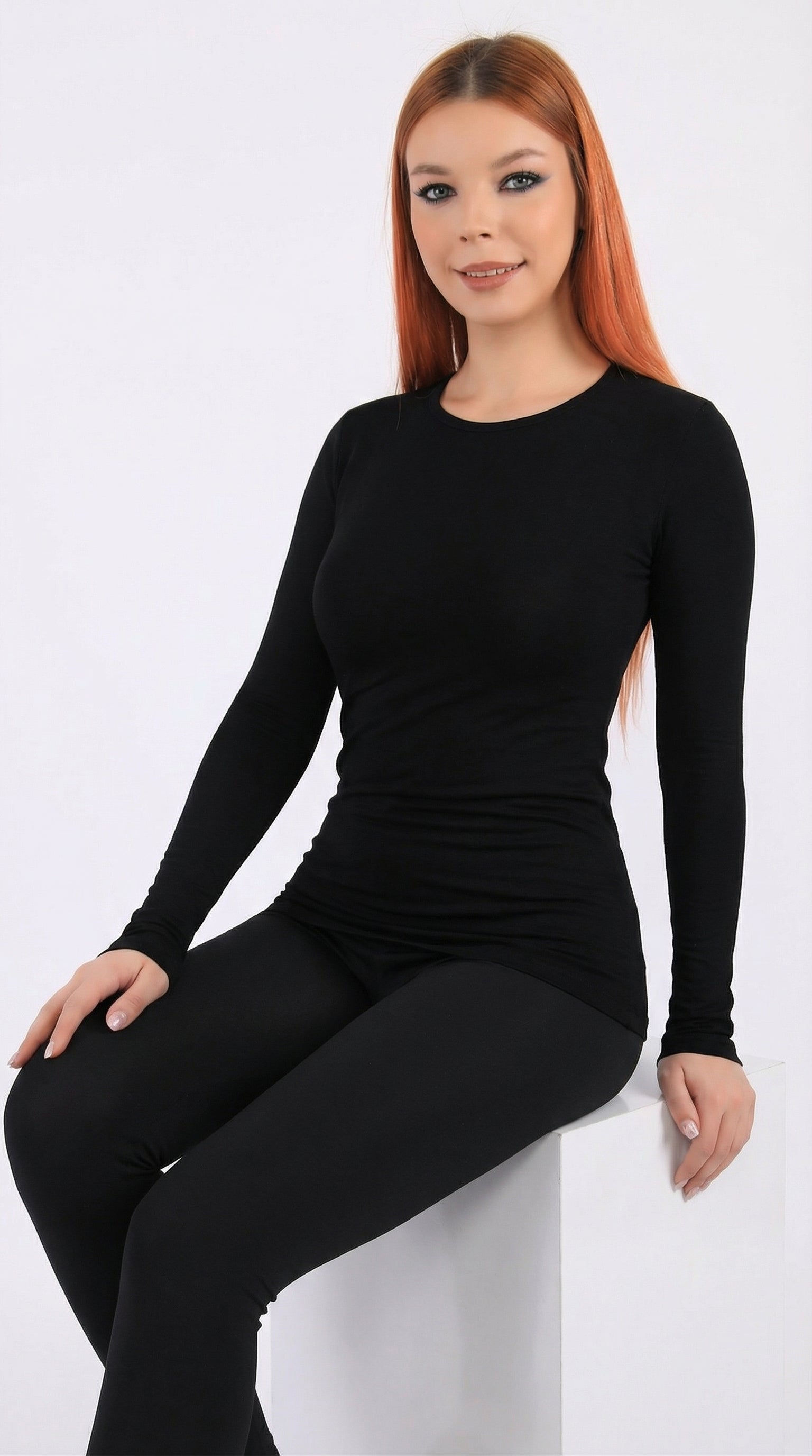 أندر شيرت حريمي كم طويل قطن استرتش