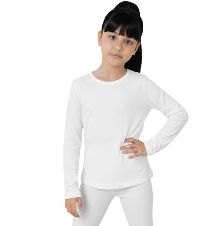 Girls' long-sleeve undershirt, stretchy cotton