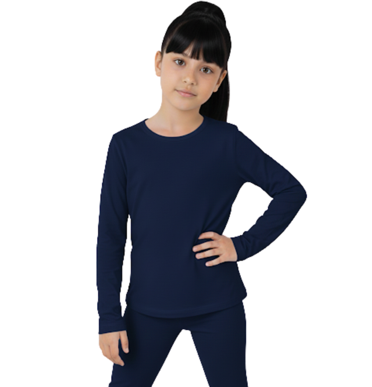 Girls' long-sleeve undershirt, stretchy cotton