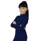 Girls' high-neck, long-sleeve, stretch cotton top