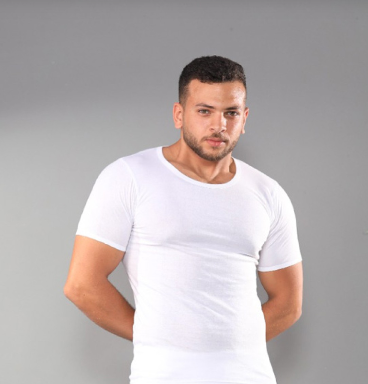 فانلة نص كم رجالي قطن أبيض