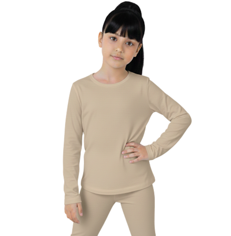 Girls' long-sleeve undershirt, stretchy cotton